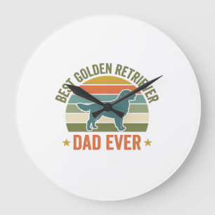 Grande Horloge Ronde Meilleur Papa Golden Retriever Vintage T-Shirt Chi