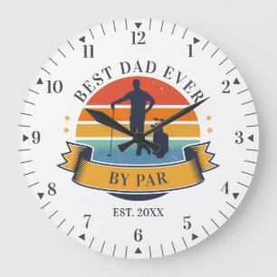 Grande Horloge Ronde Meilleur Papa Jamais Par Fête des Pères Golf Perso