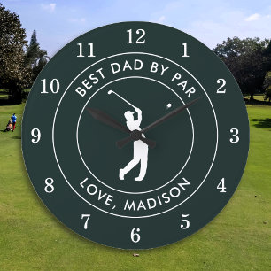 Grande Horloge Ronde Meilleur Papa Par Par Golfeur Nom Personnalisé