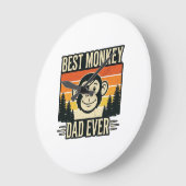 Grande Horloge Ronde Meilleur Papa Singe Vintage T-shirt de Père Singe_ (Angle)