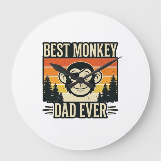 Grande Horloge Ronde Meilleur Papa Singe Vintage T-shirt de Père Singe_ (Recto)