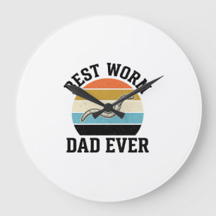 Grande Horloge Ronde Meilleur Papa Ver Ever Création de T-shirt Vintage