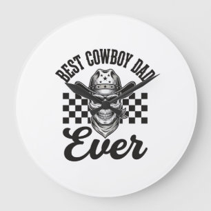 Grande Horloge Ronde Meilleur père cowboy crâne conception de chemise W