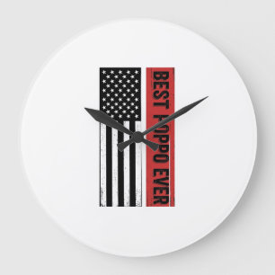 Grande Horloge Ronde Meilleur Poppo Patriote Drapeau Graphique Vintage_