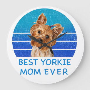 Grande Horloge Ronde Meilleur Yorkshire terrier maman jamais