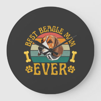 Grande Horloge Ronde Meilleure maman Beagle Ever, drôle de chien Beagle