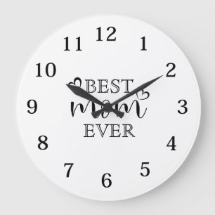 Grande Horloge Ronde Meilleure maman jamais la typographie moderne Keep
