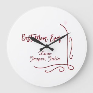 Grande Horloge Ronde Meilleure maman jamais rouge amour espagnol bordur