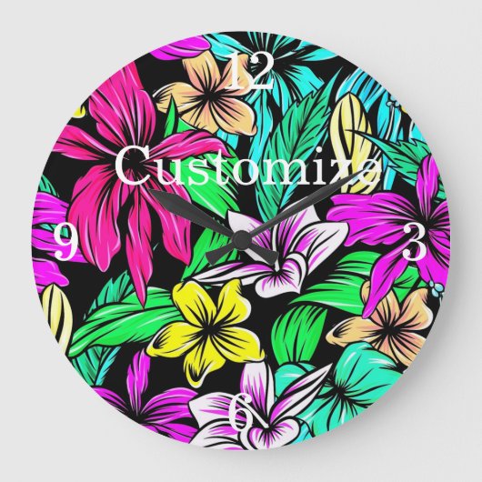 Grande Horloge Ronde Mélange de fleurs tropicales Thunder_Cove (Recto)