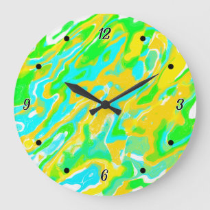 Grande Horloge Ronde Mélange de peinture liquide à texture de marbre am