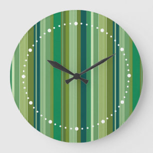 Grande Horloge Ronde Mélange de rayures vertes chaudes et froides