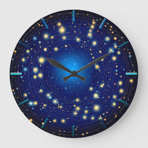 Grande Horloge Ronde Mémerisé par le ciel nocturne