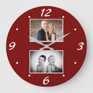 Grande Horloge Ronde Mémoire de famille moderne 2 Collage photo