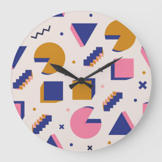 Grande Horloge Ronde Memphis Géométrie : 90s Mode sans couture