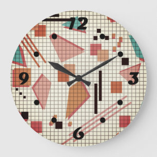 Grande Horloge Ronde Memphis géométrique de l'école sans joint forme le