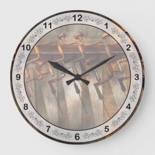 Grande Horloge Ronde Menuisier - Scies et vilebrequins