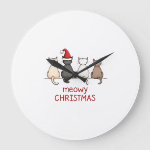 Grande Horloge Ronde Meowy Catmas Chat Noël Mignon Chatons Chats Père N