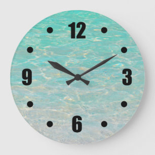 GRANDE HORLOGE RONDE "MER BLEU-VERT AVEC DES REFLETS DE LUMIÈRE DU