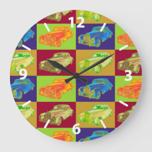 Grande Horloge Ronde Mercedes Benz 300 Voiture de Luxe Pop Art