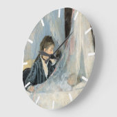 Grande Horloge Ronde Mère impressionniste observant le sommeil de l'enf (Angle)