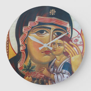 Grande Horloge Ronde Mère Marie et Jésus Art