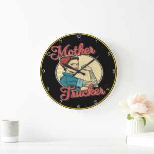 Grande Horloge Ronde Mère Trucker : Rosie Le Riveter