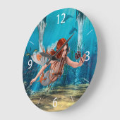 Grande Horloge Ronde Mermaid and Sea Lily (Angle)