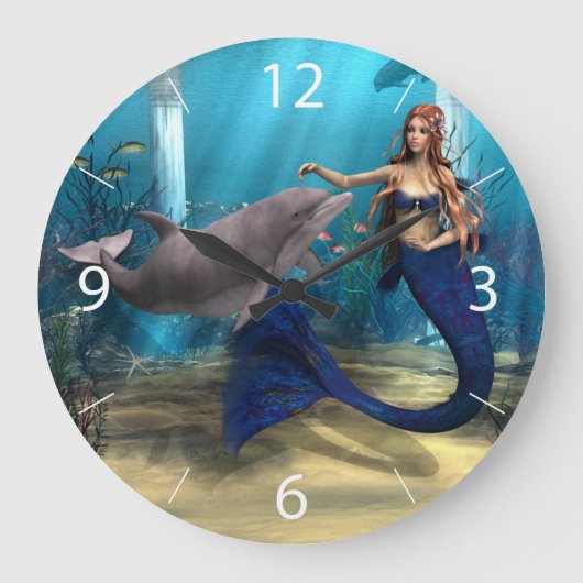 Grande Horloge Ronde Mermaid et Dolphin (Recto)
