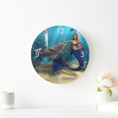 Grande Horloge Ronde Mermaid et Dolphin (Maison)