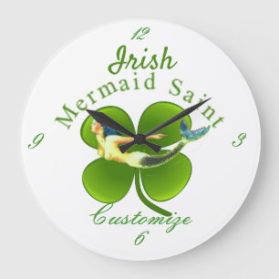 Grande Horloge Ronde Mermaid irlandais Saint Thunder_Cove