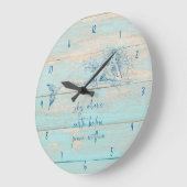 Grande Horloge Ronde Mermaid'affirmation Rustic Beach Wood Coastal (Angle)