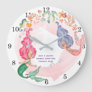 Grande Horloge Ronde MERMAIDS Personnalisé