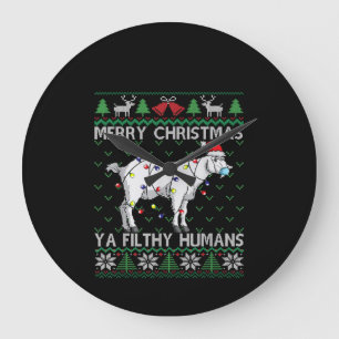 Grande Horloge Ronde Merry Christmas Filthy Humans Goat Ugly Christmas