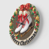 Grande Horloge Ronde Merry Christmas Ice Skate (Angle)