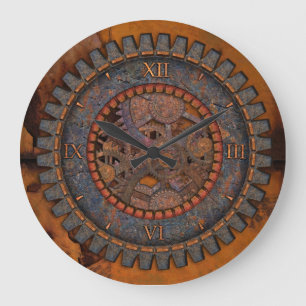 Grande Horloge Ronde Metal Gears Steampunk