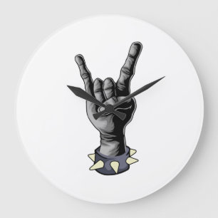 Grande Horloge Ronde Metal Hand Devil Horns Heavy Metal
