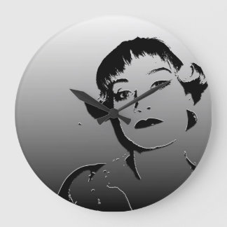 Grande Horloge Ronde Metal like black and white stylish clock