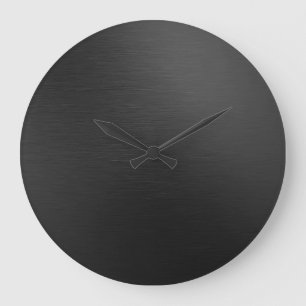 Grande Horloge Ronde Métal noir Matte