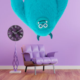 Grande Horloge Ronde Métal pourpre de gris argenté de prune de nombre