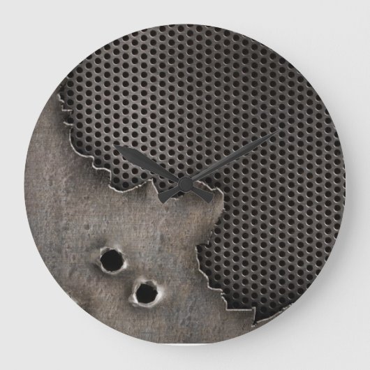 Grande Horloge Ronde Metal with bullet holes background (Recto)