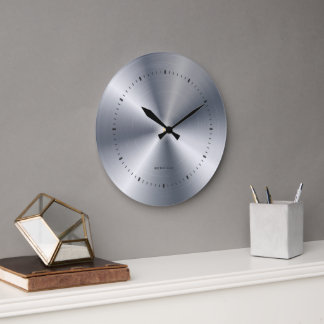 Grande Horloge Ronde Metallic Stainess Steel Texture Custom Monogram