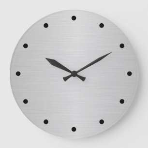 Grande Horloge Ronde Métallique argenté de brosse