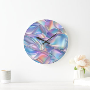 Grande Horloge Ronde Métallisé iridescent 6 Géométrique