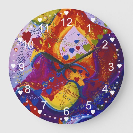 Grande Horloge Ronde Métro - Crimson & Iris Hearts Abstrait (Recto)