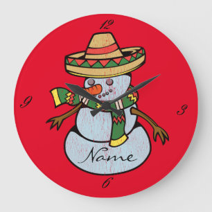 Grande Horloge Ronde Mexique Sombrero Père Noël Thunder_Cove