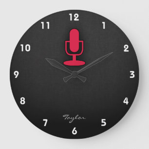 Grande Horloge Ronde Microphone de rouge cramoisi