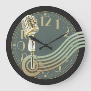 Grande Horloge Ronde Microphone vintage