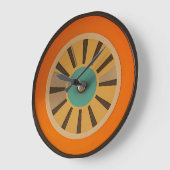 Grande Horloge Ronde Mid Century Atomic Futuristic Orange Slice (Angle)