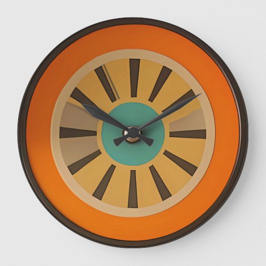 Grande Horloge Ronde Mid Century Atomic Futuristic Orange Slice (Recto)