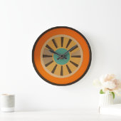 Grande Horloge Ronde Mid Century Atomic Futuristic Orange Slice (Maison)